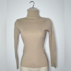 SHEIN Tan Ribbed Turtleneck Sweater Women’s Size Small